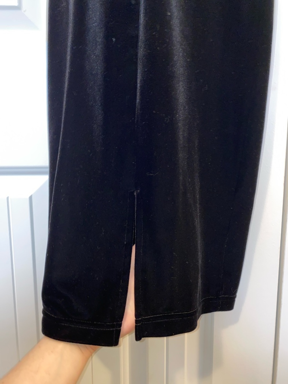 American Apparel Black Velvet Bodycon Midi Dress - Picture 5 of 9